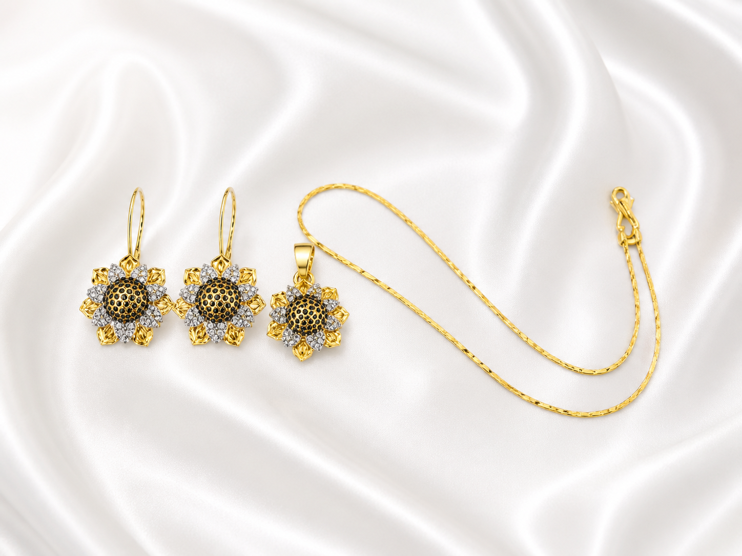 Sunflower Spark Gold Pendant Set