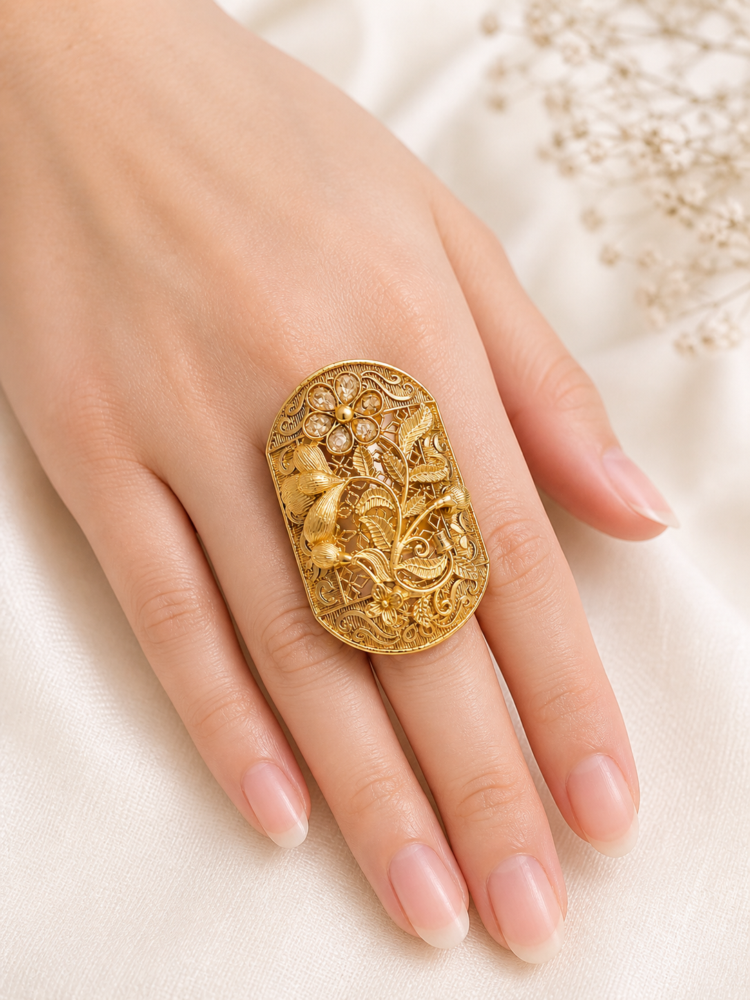 Vintage Floral Statement Ring